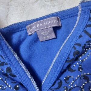 Laura Scott Blue Embellished Top